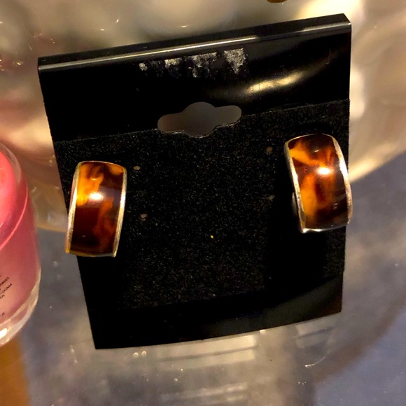 Guess Jewelry - Half hoop small tortoiseshell earrings by Guess.